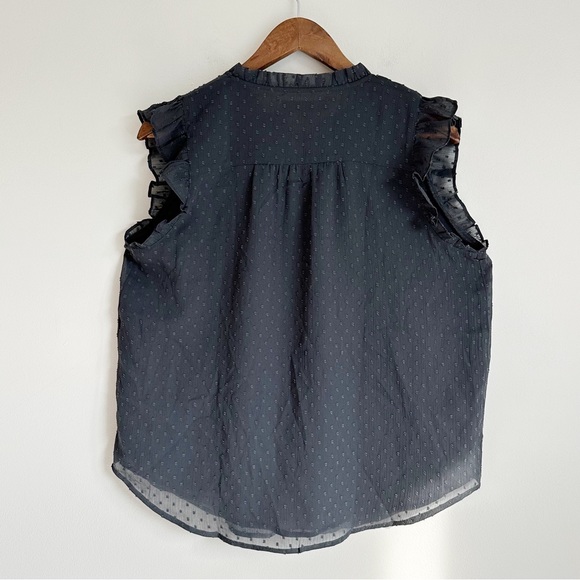 Loft Grey Swiss Clip Dot Blouse Top Flutter Butterfly Sleeves, size Medium - Picture 14 of 16